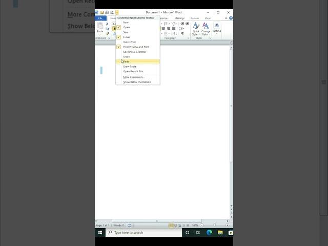 How to customize quick access toolbar in ms word