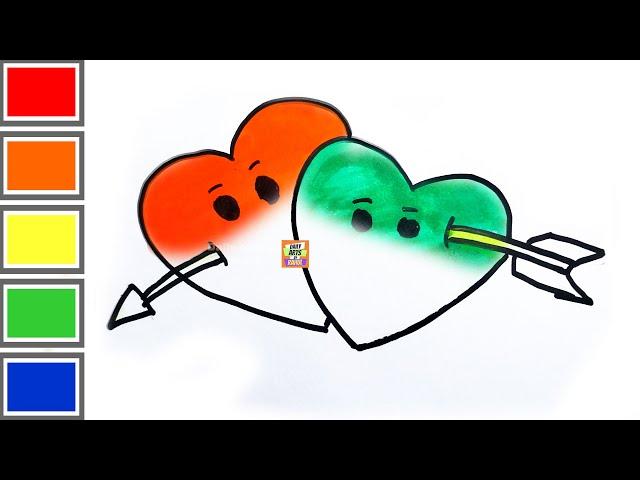 Two Hearts Coloring Page for Toddlers | Child Art | Daily Arts By Rahul
