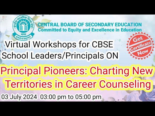 CBSE Principal Workshop Principal Pioneer Charting New Territories in Career Counseling