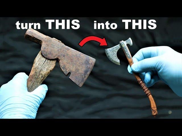 I turn a Rusty Hatchet into a Beautiful little Battle Axe