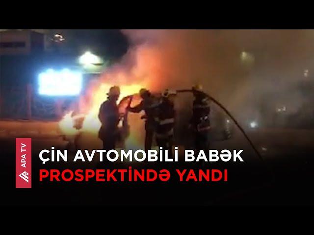 Bakıda hərəkətdə olan maşın alovlandı -APA TV