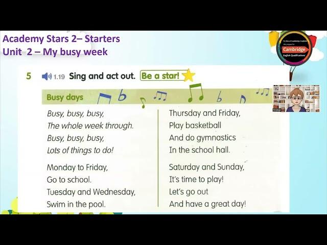 |Academy Stars 2| Unit 2| Busy days - song