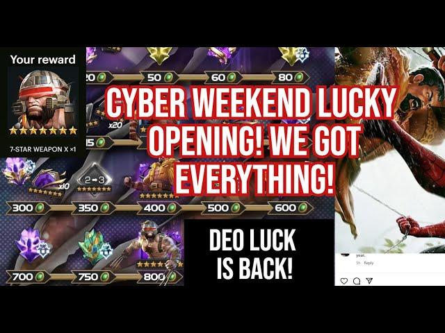 DEO IS BACK!! CYBER WEEKEND WHALING CRYSTAL OPENING PT. 1! INSANE LUCK! Marvel Contest of Champions