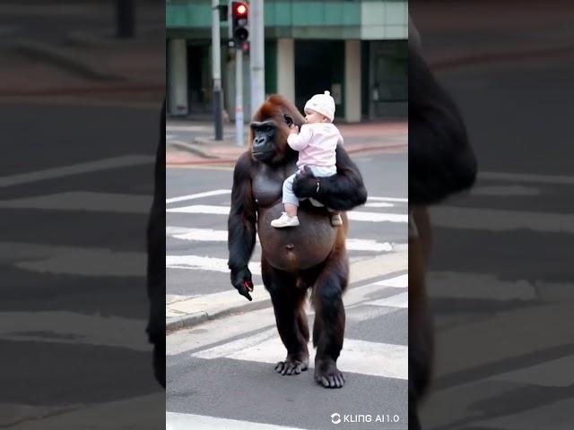 Baby and gorilla intimate moment#gorillababy #cute #animals #gorilla #baby