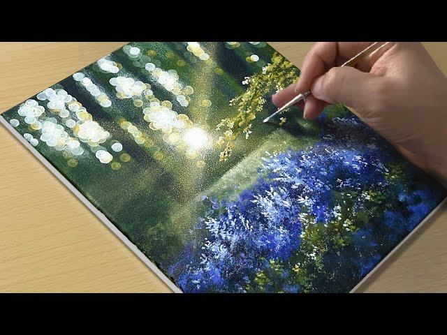 Easy Way to Paint a Morning Forest / Acrylic Painting for Beginners