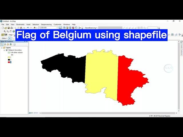 Design the flag of Belgium in ArcGIS using shapefile