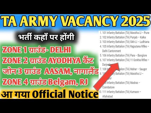 TA Army Open Rally Bharti 2025 | TA All Zone 2025 | TA Army Rally 2025 Notification March News