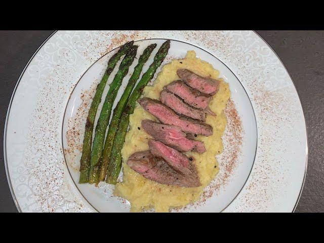 Mashed potatoes with entrecote and asparagus / Kartoffelpüree mit Spargel /Ercan‘s Kitchen Love