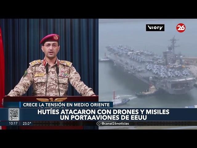  HUTÍES atacaron con  DRONES y MISILES un PORTAAVIONES de EEUU