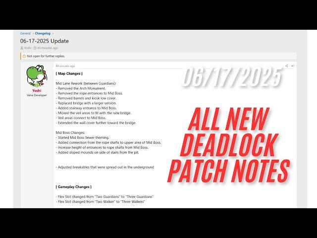 New deadlock patch - FULL PATCH NOTES -06/17/2025 - resol deadlock