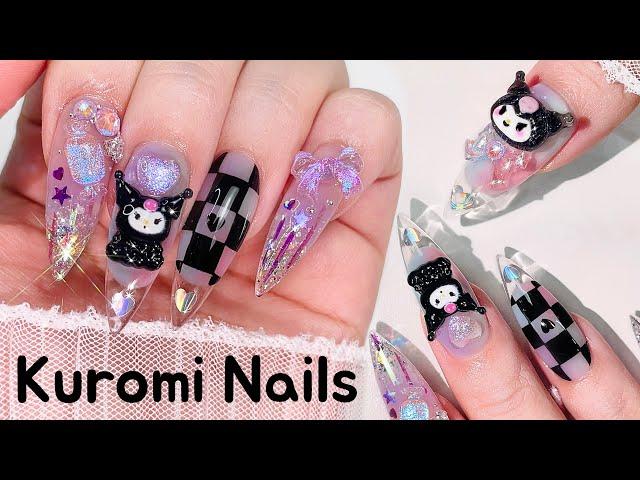 KUROMI Nails Aliexpress Unboxing Gel extensions / Sanrio / Nail art ASMR