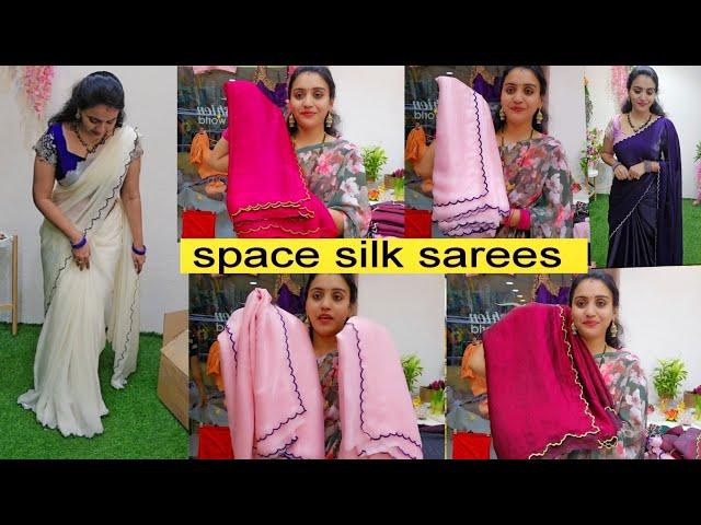 space silk sarees with cut work