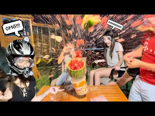 My FAMILY and I tried to see HOW MANY rubberbands can explode a WATERMELON  | eslis