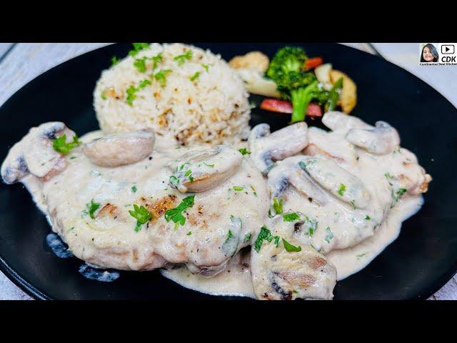 Creamy Garlic Mushroom Chicken | One Pan Chicken With Creamy Mushroom Sauce #chicken #mushroom