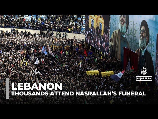 Thousands attend funeral for slain Hezbollah leader Hassan Nasrallah