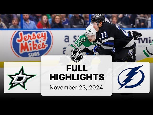 NHL Highlights | Stars vs. Lightning - November 23, 2024