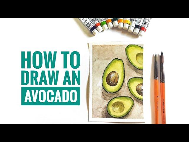 WATERCOLOR Painting Tutorial, how to draw an avocado  | easy watercolor tutorial for beginners