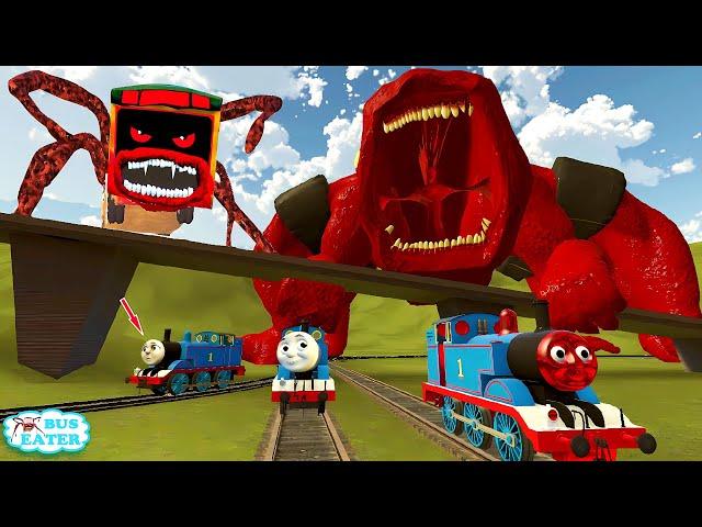 Building a Thomas Train Family Chased By Train Eater Monster, Bus Eater Tapes, House Head in GMod!