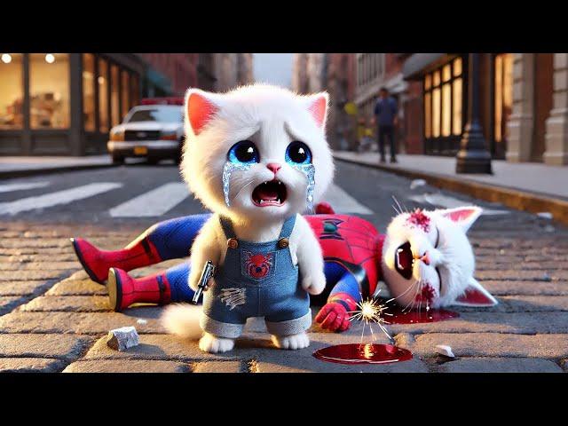 Spider Police Cat and Kitten fight Evil Hyena Gang #cat #ai #catlover #catvideos #cutecat #aicat