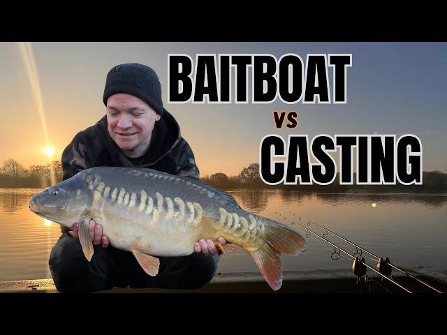 *CARP FISHING* BAIT BOAT vs CASTING at S&R fishery Sandpit lake.