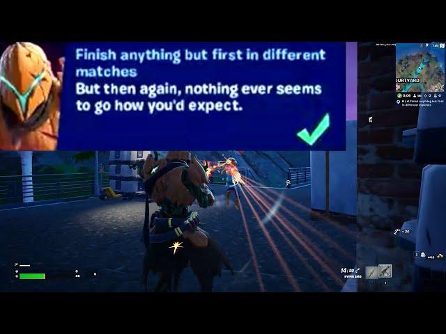 Finish anything but first in different matches Fortnite