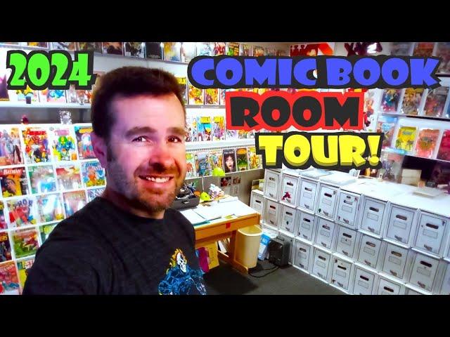 COMIC BOOK ROOM TOUR 2024! Comics on display, storage, video set up and mounting comics on the walls