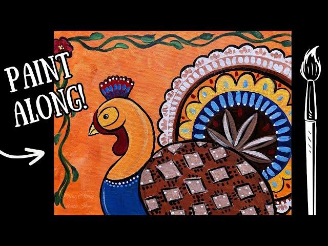  EP228- 'Folksy Turkey' Thanksgiving special easy acrylic painting tutorial for beginners