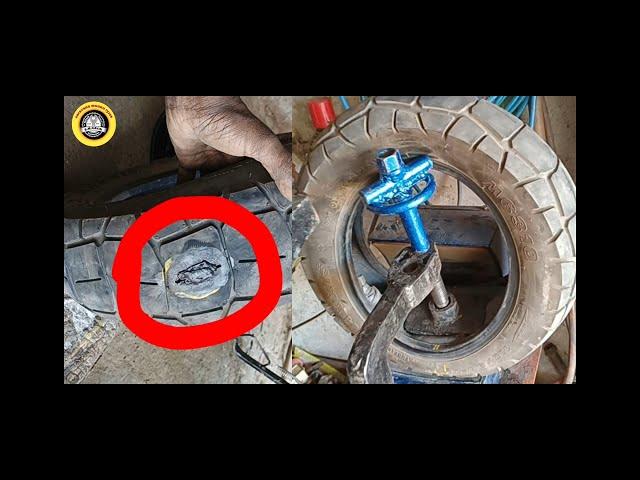 Tubeless tyre cut repair vulcanizing // easy method