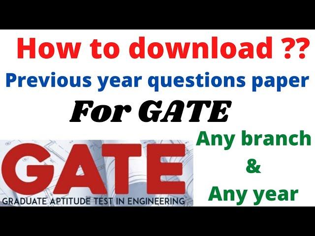 How to download previous year questions paper for gate exam | for any branch & any year| GATE exam |