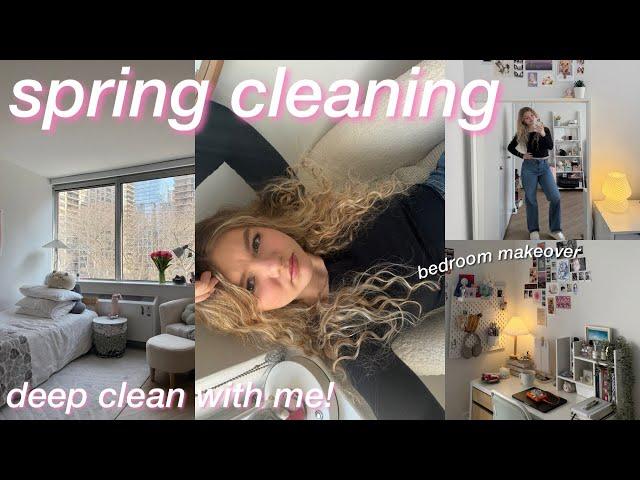 DEEP CLEAN WITH ME! closet cleanout & bedroom makeover 🫧 productive spring cleaning vlog 2025