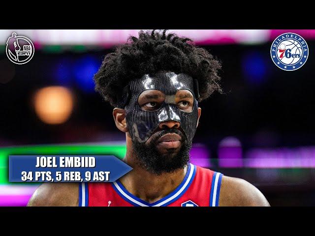 Joel Embiid scores 34 PTS in his return from sinus fracture | NBA on ESPN