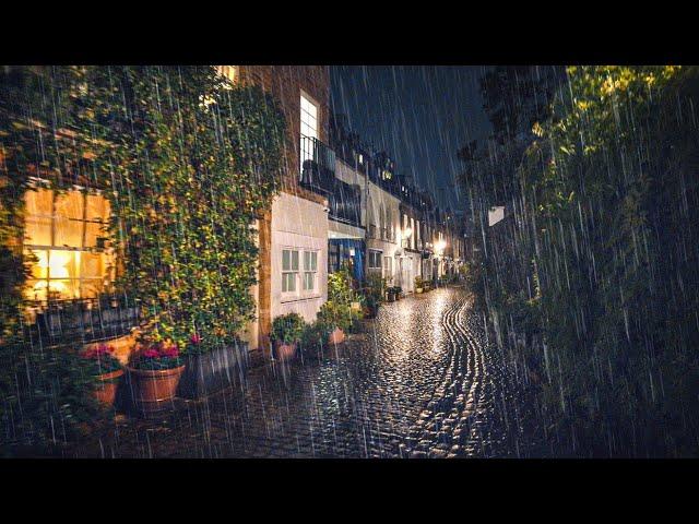 A Rainy London Night Walk in South Kensington - Beautiful Mews & City Lights