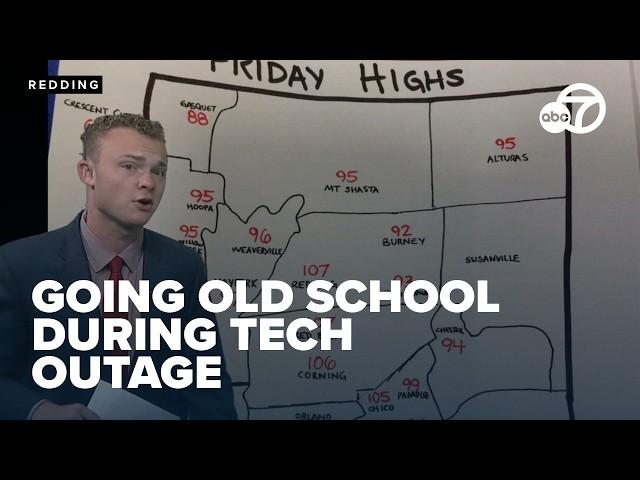 Going old school: Weatherman draws temperature map during global tech outage