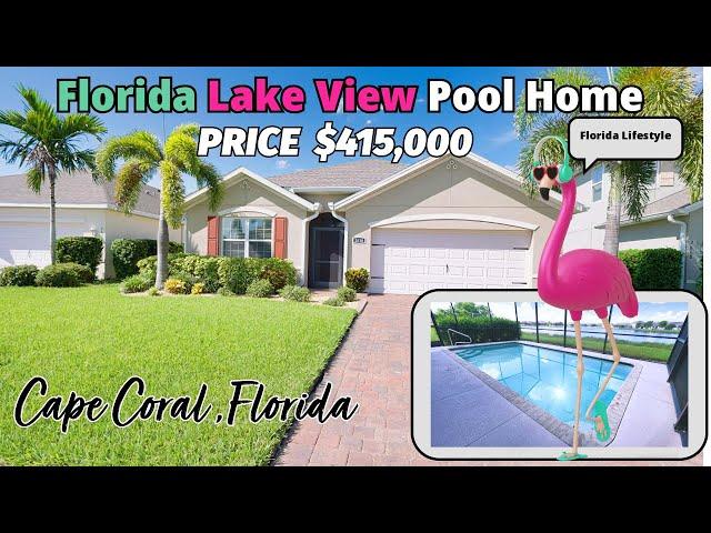 Cape Coral Florida Lakefront Pool Home with 4 bedrooms for only $ 415,000