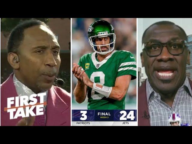 FIRST TAKE | "Aaron Rodgers is still a BAD MAN" - Stephen A. & Shannon on Jets destroy Patriots 24-3