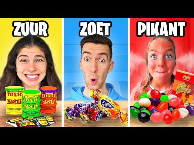 ZUURSTE vs PIKANTSTE vs ZOETSTE SNOEP TER WERELD TESTEN! #521