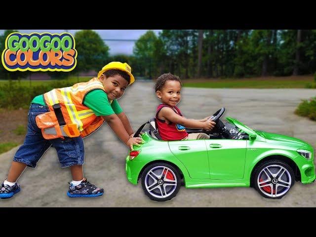 MY CAR IS STUCK! Goo Goo Gaga pretend play tow with Power Wheels