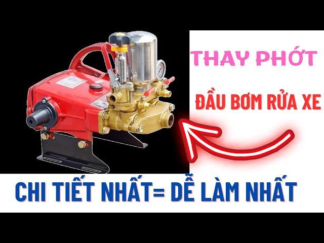 Thay bộ phớt đầu bơm rửa xe chạy dây curoa - Đầu xịt cao áp dễ làm nhất