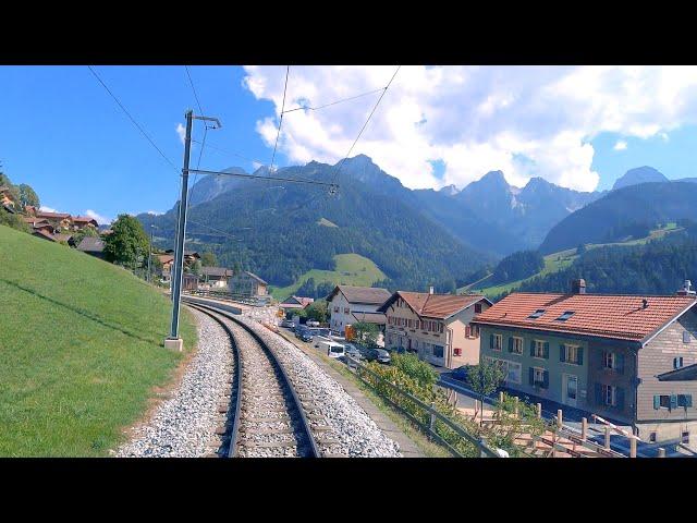  4K  Montreux - Zweisimmen cab ride, Switzerland Goldenpass [09.2023] Führerstandsmitfahrt