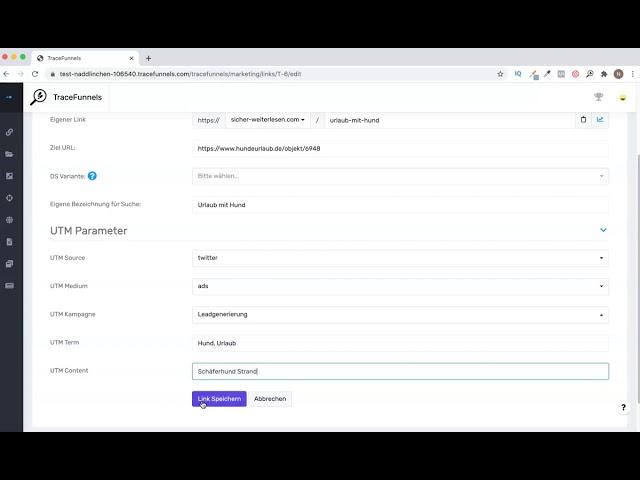 UTM Parameter für Short Links in TraceFunnels setzen