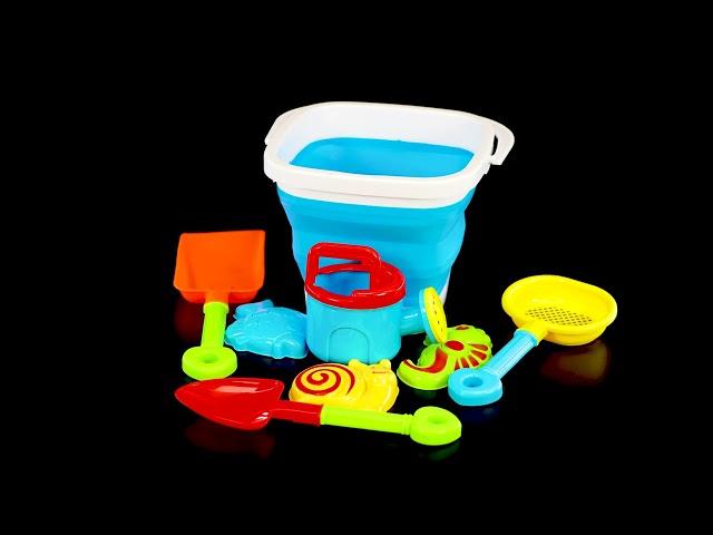 Beach Playset with Foldable Bucket Rake and Shovel - The Magic Toy Shop