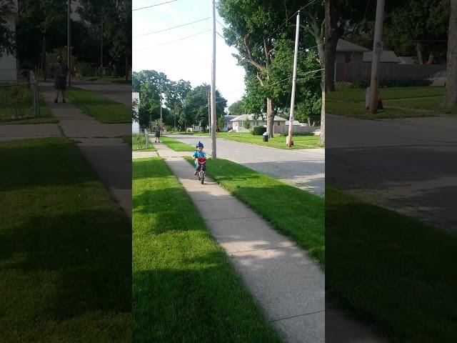 4 year old Wyatt with #badparents - learning to ride a bike