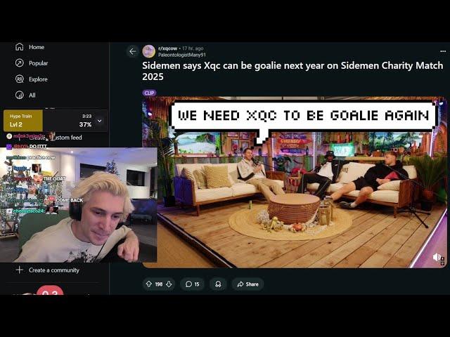 xQc Reacts to Sidemen saying xQc Can Be Goalie Again in Next Sidemen Charity Match 2025