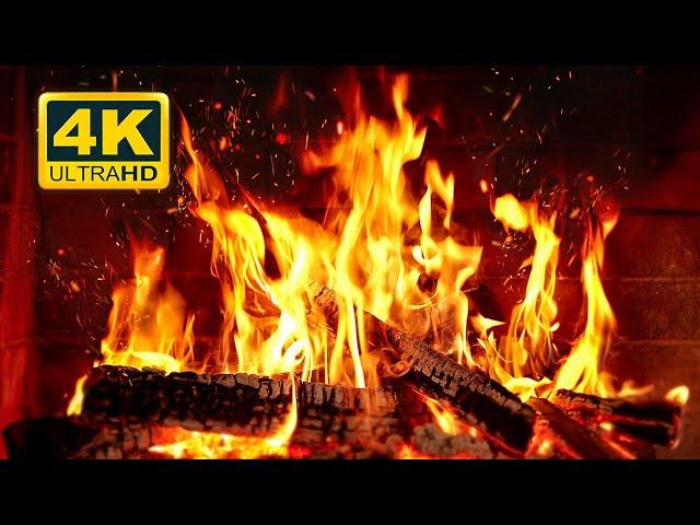  Cozy Fireplace 4K (12 HOURS). Fireplace with Crackling Fire Sounds. Crackling Fireplace 4K