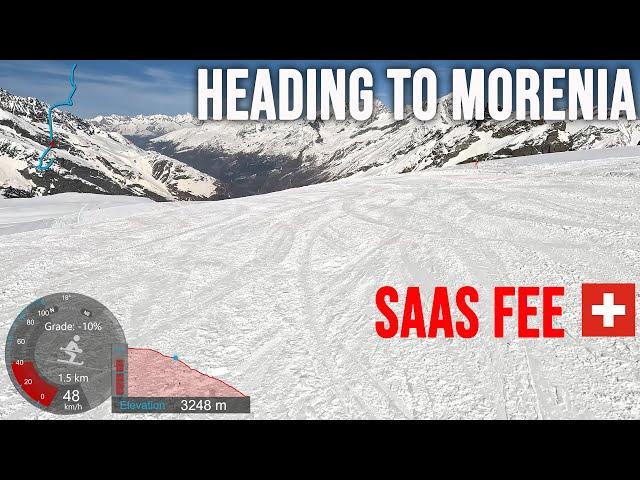 [4K] Skiing Saas Fee, Heading to Morenia via Gletscherpromenade, Wallis Switzerland, GoPro HERO11