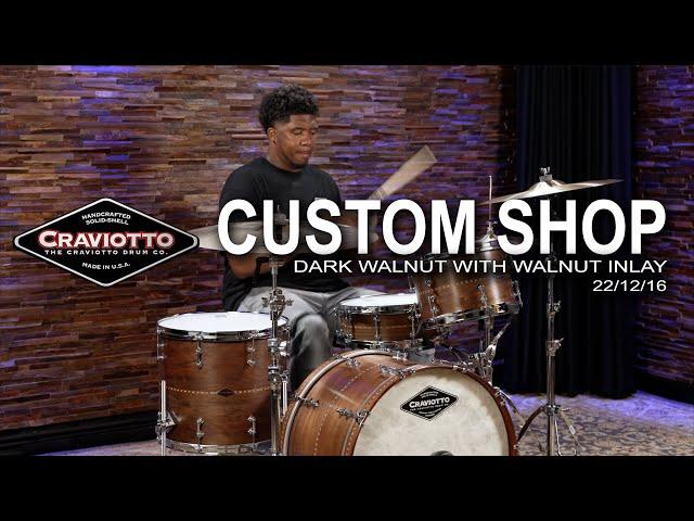 Craviotto Custom Shop Dark Walnut Drum Set with Walnut Inlay 22/12/16 (CRKIT3PC22WWI)