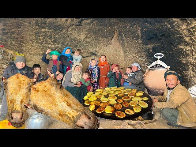 Cow Head Feast: Traditional bull's head for a Large Family | Afghanistan Village Life