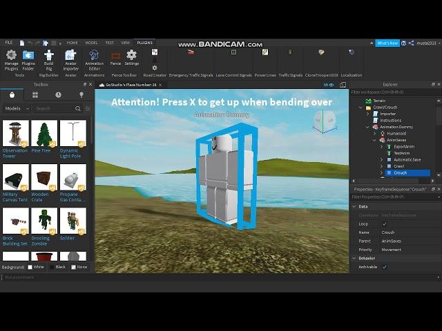 How To Make A Crouch and Crawl Animation to press c? | Roblox Studio