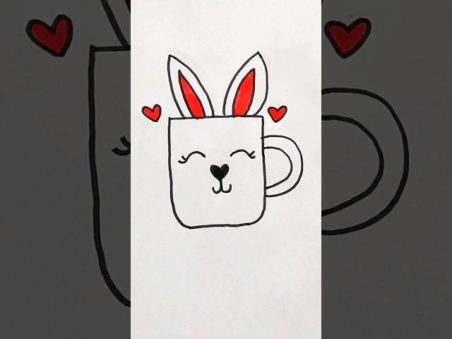 رسم كوب/كيفية رسم كوب كيوت وسهل خطوه بخطوه/رسم سهل للاطفال/تعليم الرسم للمبتدئين/shorts#