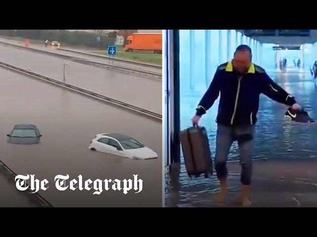 Barcelona on ‘extreme danger’ red alert as airport flooding cancels flights